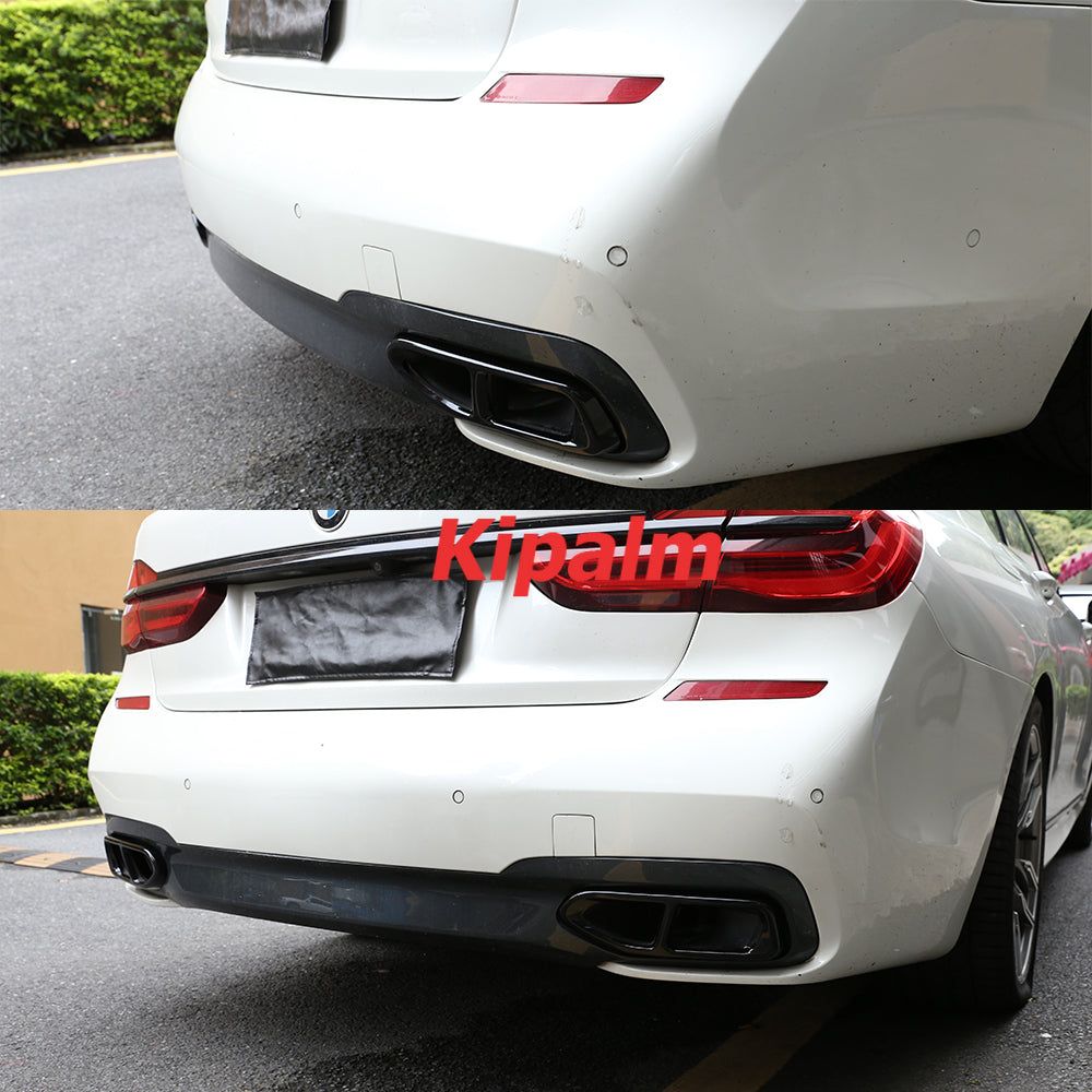 304 Stainless Steel Square Dual End Tip Cover for BMW 7 Series G11 G12 2016-2018 Car Muffler Tailpipe Sticker