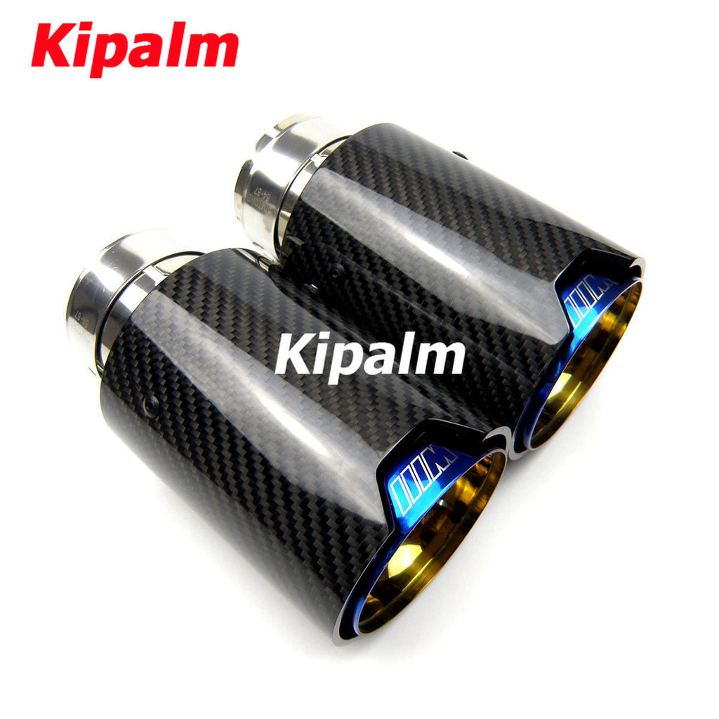 Universal M LOGO Burnt Blue Carbon Fiber Exhaust tips For M Performance exhaust pipe For BMW Exhaust tips