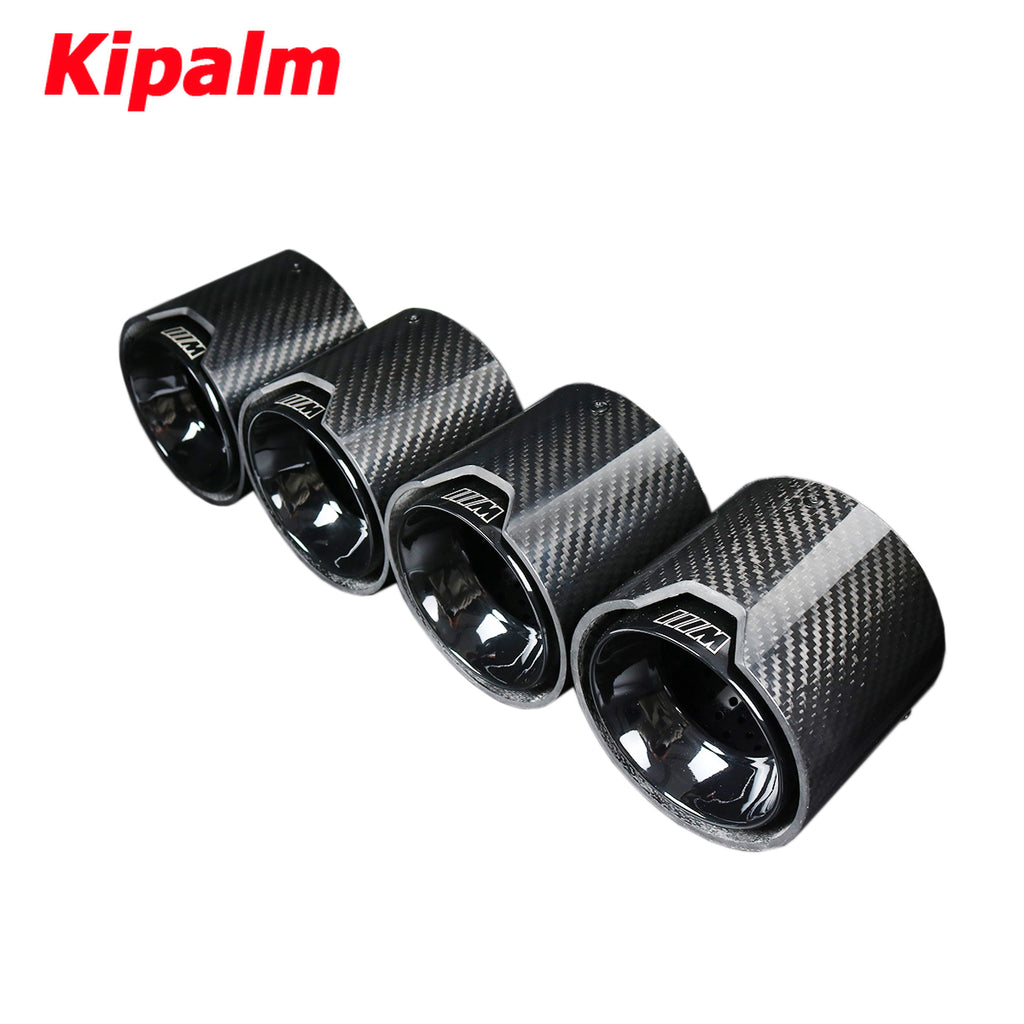 Black Coated Stainless Steel Glossy Carbon Fiber Exhaut Tip Pipe Tail Ends Fits for BMW M3 G80 M4 G82 G83 2020+