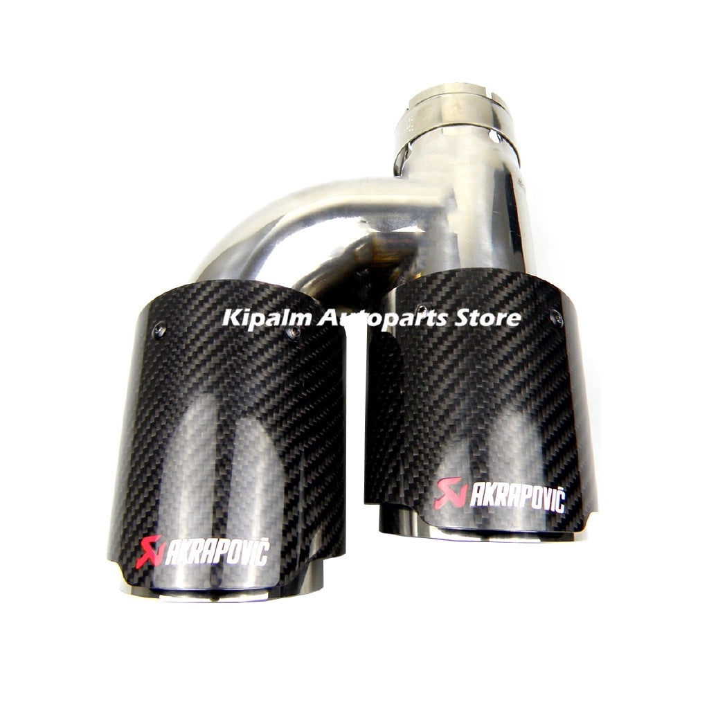 Audi A4 A5 A6 A7 h-style Car Akrapovic Dual Carbon Fiber Stainless Steel Double Muffler Tip Twin Pipe