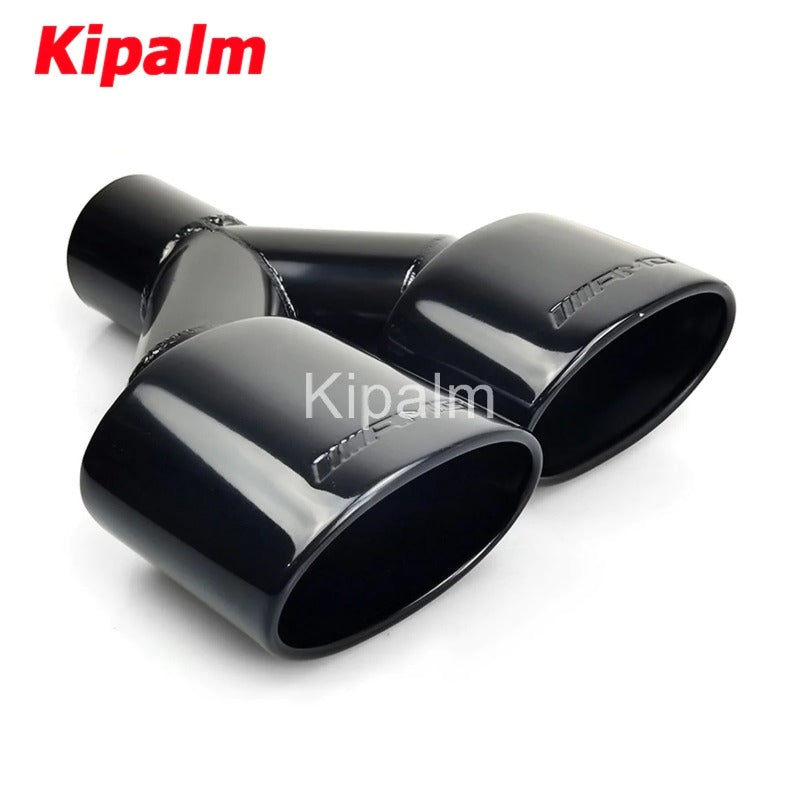 1 Pair Black Coated Stainless Steel Oval Dual Exhaust Muffler Tip End for BENZ C-Class AMG 60mm W204 C63 Modify