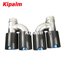 Load image into Gallery viewer, Custom h-Style Dual End Carbon Fiber Blue and Black Stainless Steel Universal M Performance BMW Exhaust Muffler Tips
