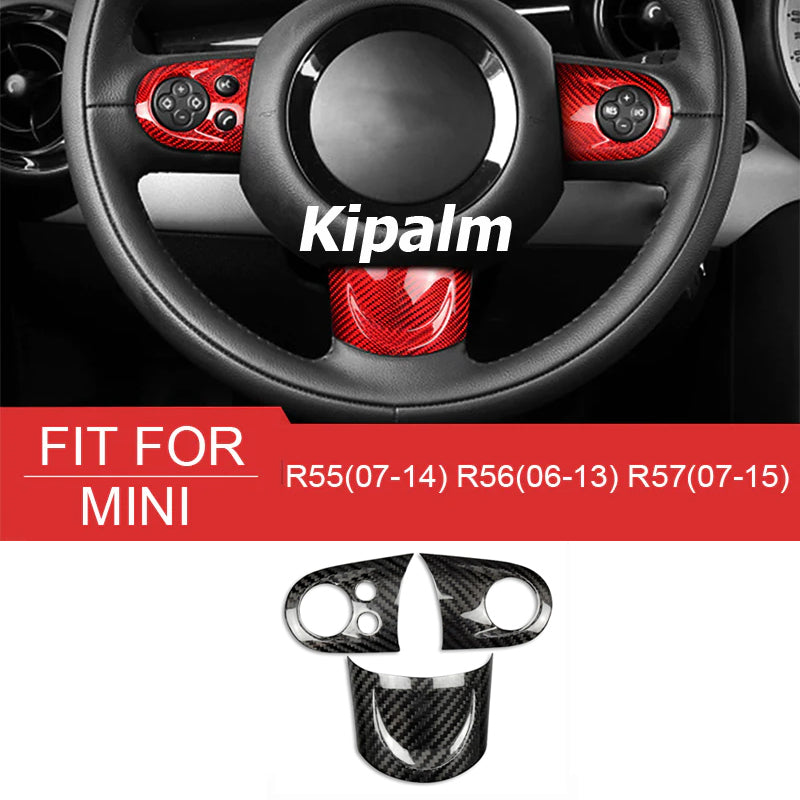 Carbon Fiber Interior Trim Car Steering Wheel Button Cover Sticker for Mini Cooper R55 R56 R57