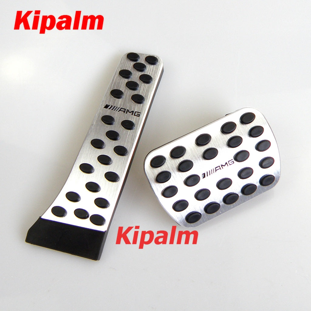 Drill Gas Accelerator Brake Pedal Pad Cover For Mercedes Benz W202 W203 W204 W205 C180 C220 C250 C300 C400 C Class AT Aluminum alloy gas brake pedal AMG LOGO