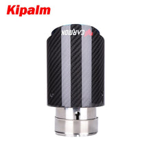 Load image into Gallery viewer, Glossy Twill Weave Carbon Fiber Blue Stainless Steel Exhaust Pipe Tail Pipe Muffler Tip