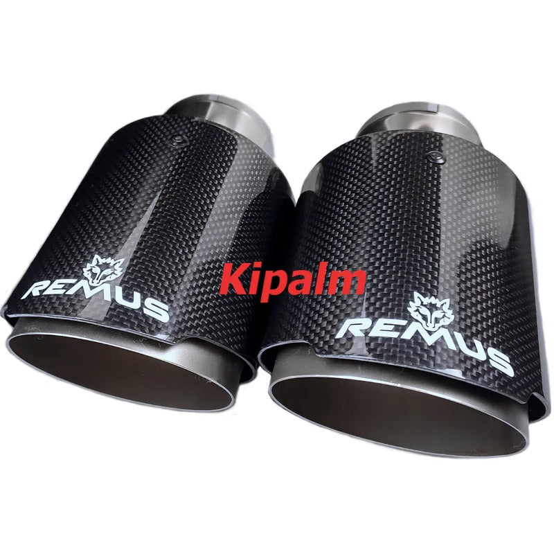 Universal Remus Sport Carbon Fiber Exhaust Muffler Tips Matte Silver Tail Pipe for BMW AUDI GOLF MAZDA