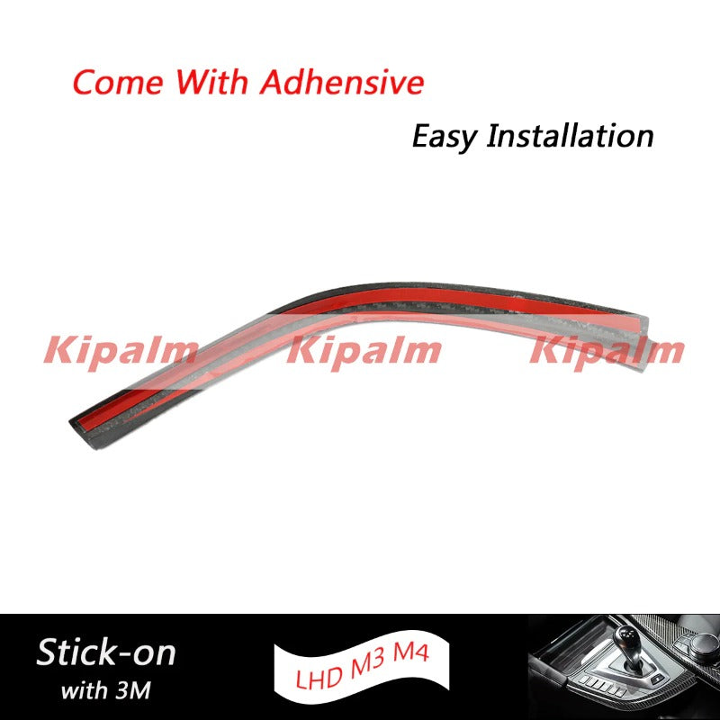 For BMW 2014-2018 LHD M3 M4 F80 F82 F83 Real Carbon Fiber Car Gear Shift Panel Side L  Strips Trim