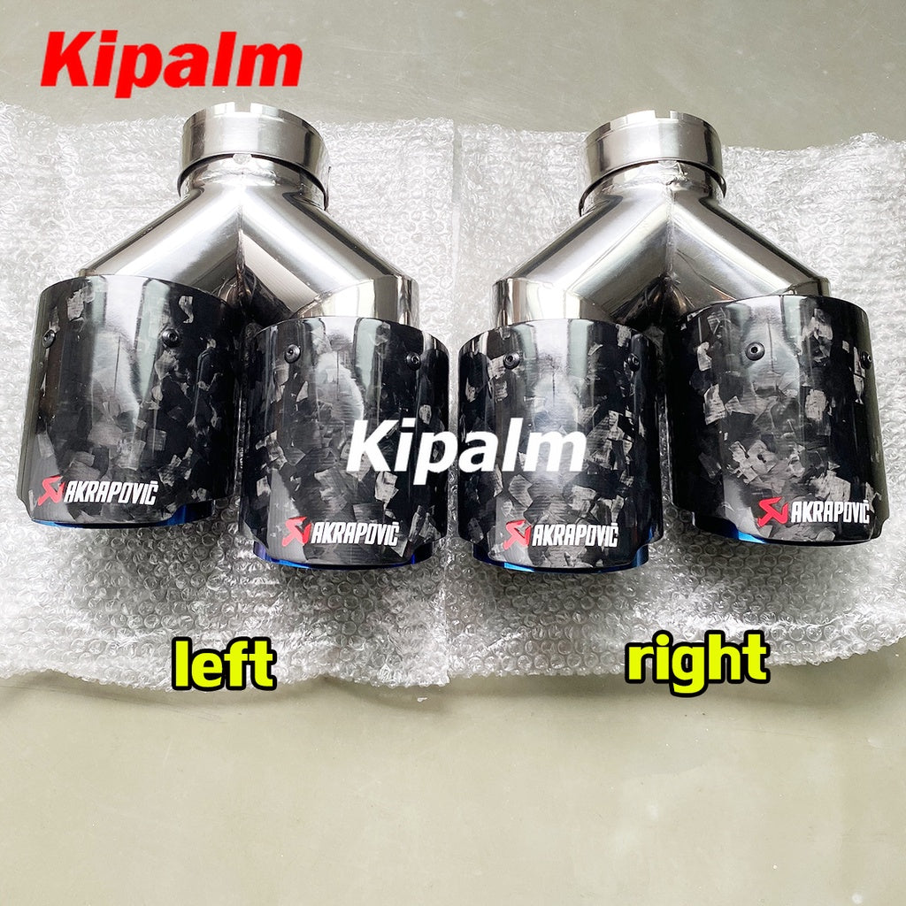 Kipalm 1 Pair Real Forged Carbon Fiber Exhaust Tips for Mercedes Benz BMW Audi Muffler Tips with 304 Stainless Steel
