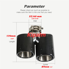 Load image into Gallery viewer, 1PC3.5 inch Universal Curly Edge Dual Outlet Carbon Fiber Exhaust Pipe Akrapovic Tip for BMW AUDI GOLF MAZDA
