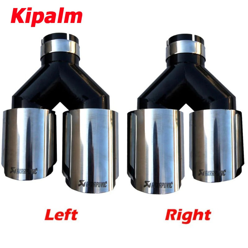 Car Universal Akrapovic Dual Black Stainless Steel Exhaust Tip Double End Pipe for BMW BENZ VW Golf TOYOTA