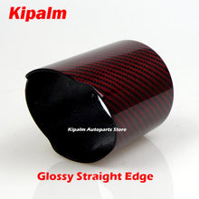 Load image into Gallery viewer, Akrapovic Type Car Universal Exhaust Pipe Red and Twill Carbon Fiber Cover Exhaust Muffler Pipe Tip case Exhaust Tip housing