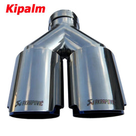 Car Universal Akrapovic Dual Burnt Blue Stainless Steel Exhaust Tip Double End Pipe for BMW BENZ VW Golf TOYOTA