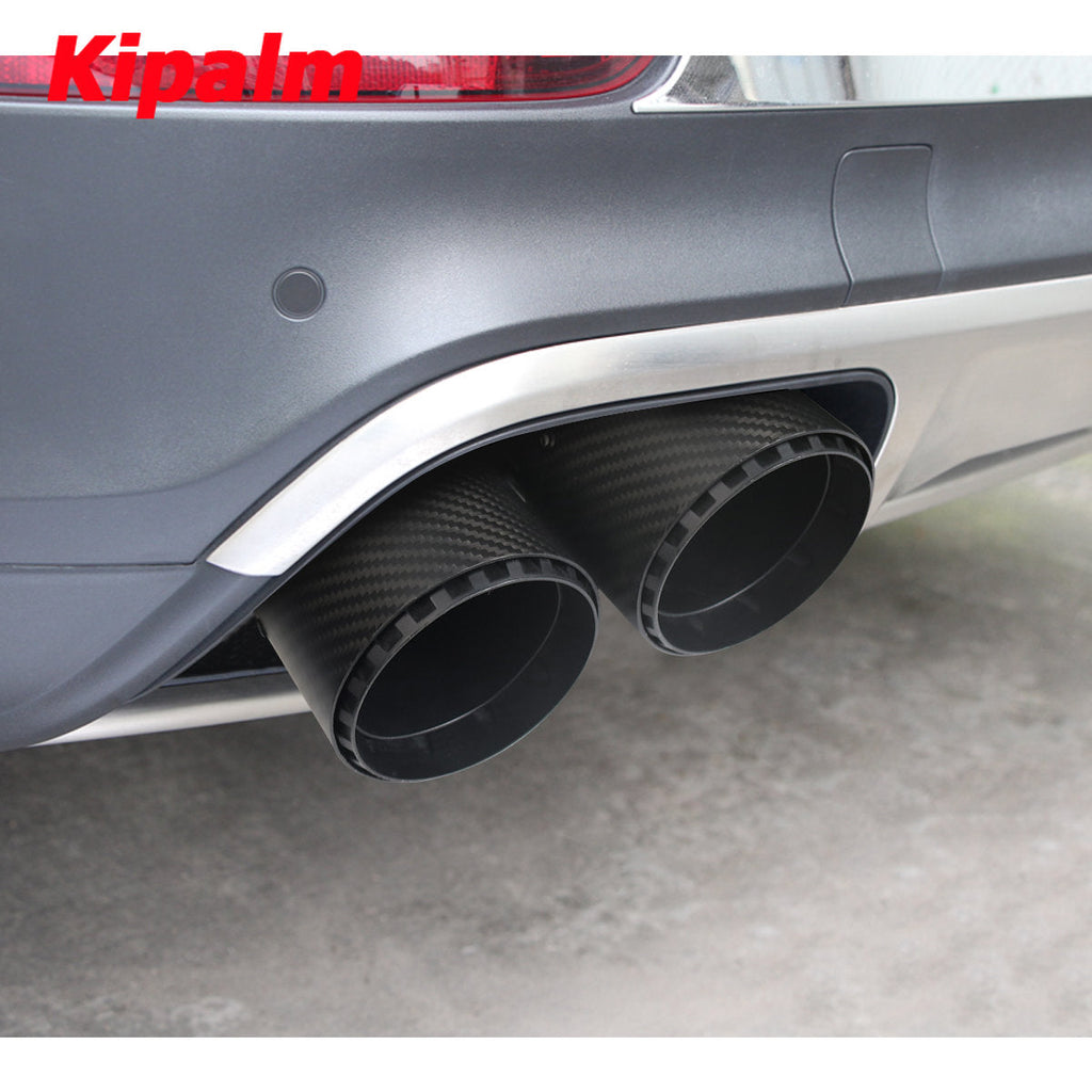 3 Layers Dual U Style New Gear Shape Design Carbon Fiber Exhaust Muffler Tips With AK  Logo