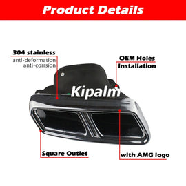 1 Pair Stainless Steel Square Black Exhaust Quad Muffler Pipe For BENZ E Class W212 E63 2014 2015 2016 Tail Tips