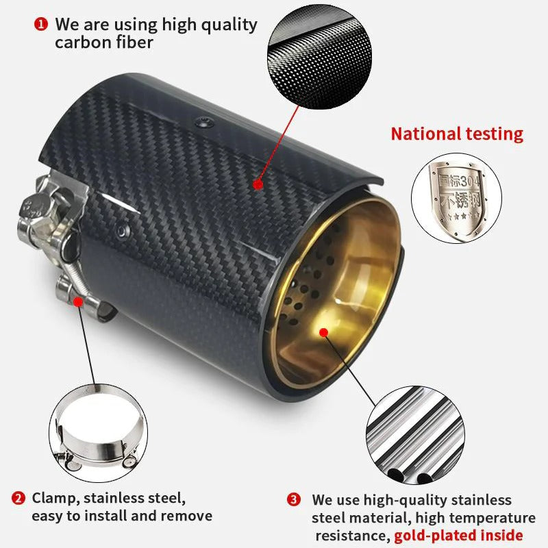 4pcs M Logo Carbon Fiber Exhaust Tip Muffler Cutter for BMW M2 F87 M3 F80 M4 F82 F83 M6 F06 F12 F13