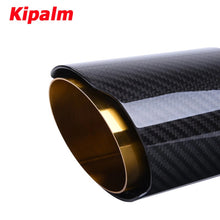 Load image into Gallery viewer, 1PC Universal Golden Inner Pipe Glossy Black Twill Carbon Fiber Exhaust Muffler Tip Tail Pipe For BMW BENZ AUDI Without Logo