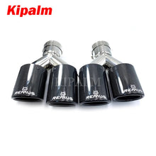Load image into Gallery viewer, 1 Pair Universal Dual Exhaust Pipes Curly Edge Remus Sport Glossy Carbon Fiber Muffler Tips for BMW AUDI GOLF MAZDA
