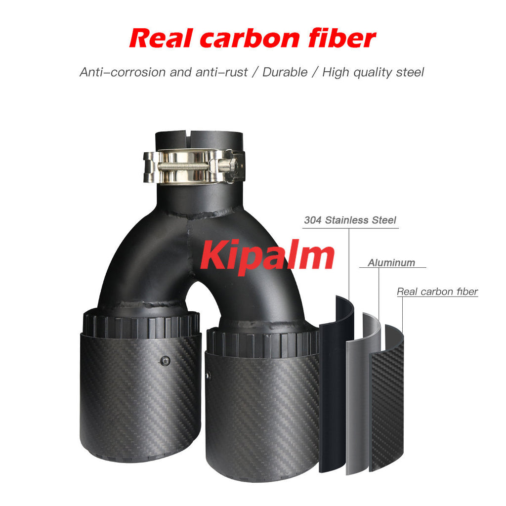 3 Layers Dual U Style New Gear Shape Design Carbon Fiber Exhaust Muffler Tips With AK  Logo