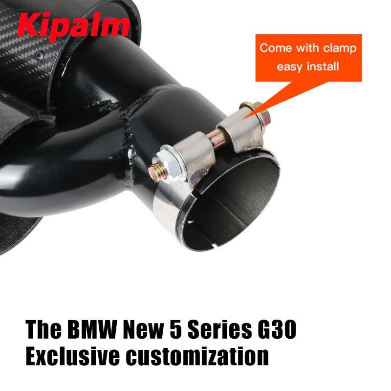 1 Pair Carbon Fiber M Performance Exhaust Pipe Mufflers for BMW 5 Series 525i 528i 530i G30 G38 2018-  with M Logo