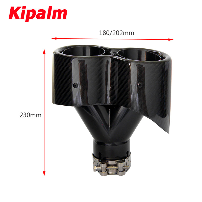 1 Pair Carbon Fiber Muffler Y-Type Conjoined Double Outlet Universal Stainless Black Exhaust Pipe Muffler