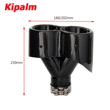 Load image into Gallery viewer, 1 Pair Carbon Fiber Muffler Y-Type Conjoined Double Outlet Universal Stainless Black Exhaust Pipe Muffler