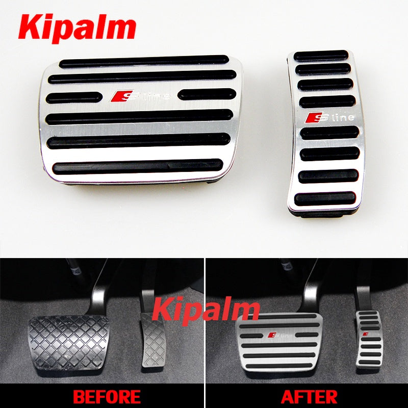 No Drill Aluminum Car Foot Rest Pedal Pads Cover with Rest Pedals Fit Gas Brake Rest Pedal for Audi A4 A5 A6 Q5 Q7 2010-2018 LHD AT