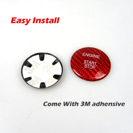 Real Carbon Fiber Engine Start Button Cover Stickers Decor for Mercedes Benz Class C W205 GLA GLC B200 Styling