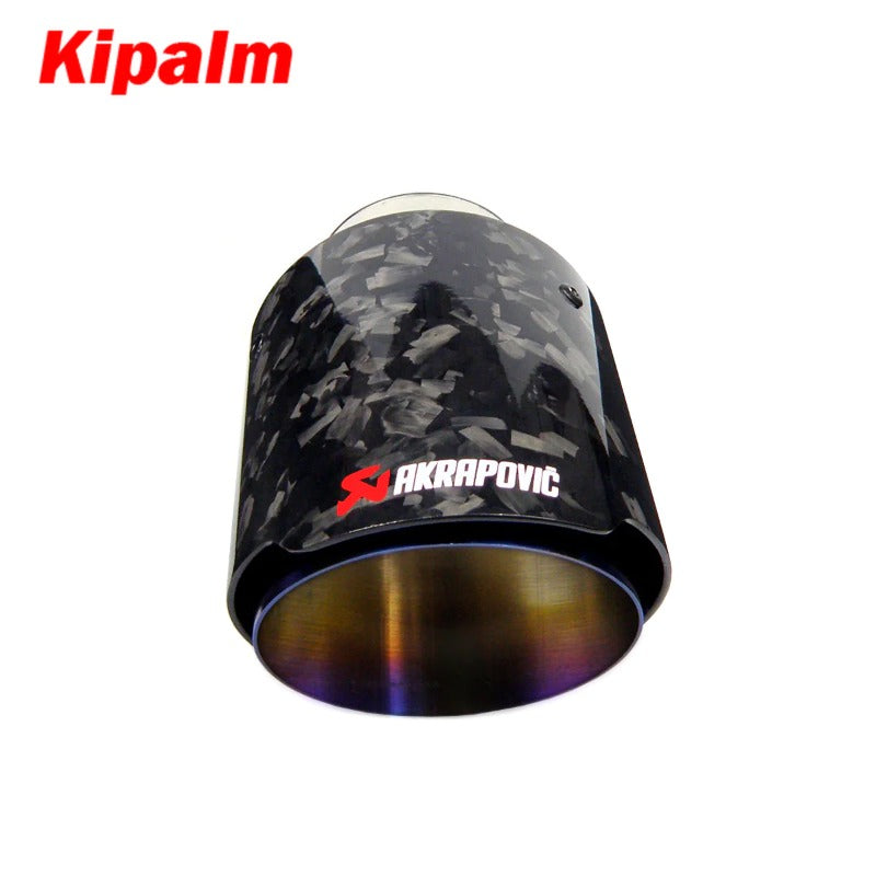 Kipalm Forged Carbon Fiber Car Exhaust Pipe Muffler Tip with Blue Burnt Stainless Steel CRV HRV JAZ VIOS WIth Logo