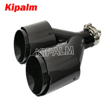 Load image into Gallery viewer, 1 Pcs Car Universal Dual  Equal Length Straight Remus Sport Glossy Carbon Fiber Exhaust Muffler Tips Black Inner Pipe