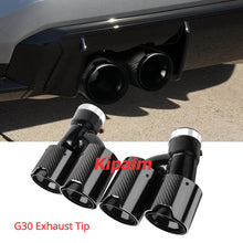 Load image into Gallery viewer, 1 Pair Carbon Fiber M Performance Exhaust Pipe Mufflers for BMW 5 Series 525i 528i 530i G30 G38 2018-  with M Logo