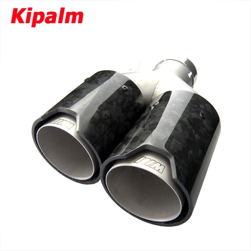 Universal Forged Dual  Carbon Fiber BMW M Performance Style Y-Style 304 Stainless Steel Exhaust Muffler Pipe