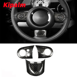 Carbon Fiber Interior Trim Car Steering Wheel Button Cover Sticker for Mini Cooper R55 R56 R57