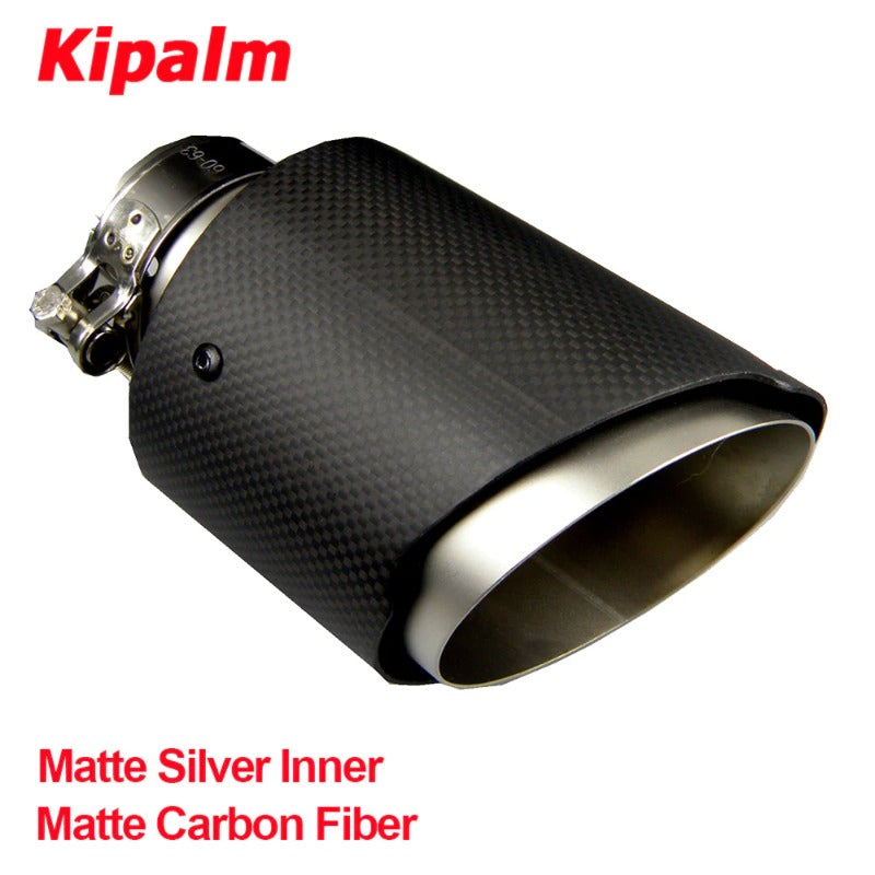 Universal Remus Sport Carbon Fiber Exhaust Muffler Tips Matte Silver Tail Pipe for BMW AUDI GOLF MAZDA