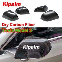 Load image into Gallery viewer, 1 Pair Rearview Side Mirror Cap Add on Style Real Dry Carbon Fiber Exterior Mirror Cover for Tesla Model 3
