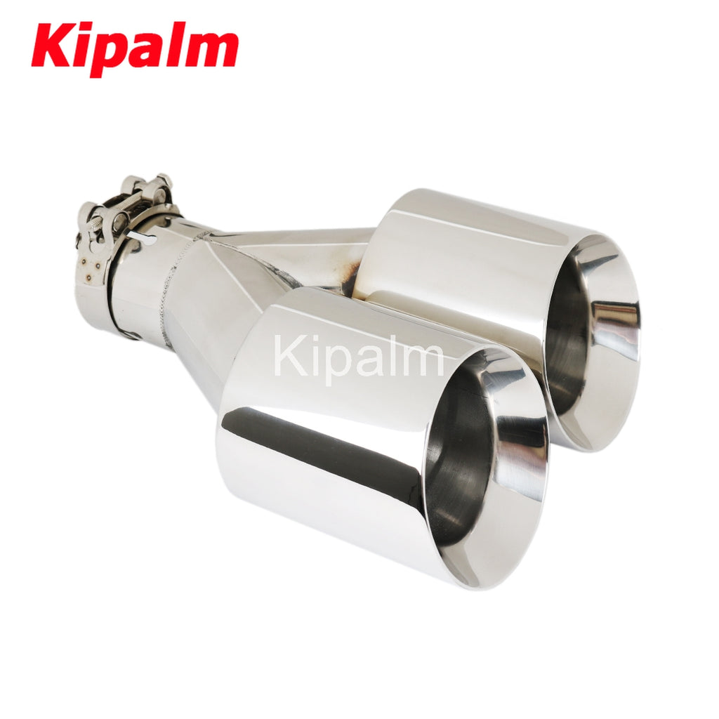1PC Dual Mirror Polished Stainless Universal Car Twin Exhaust System Pipes Double End Muffler Tips