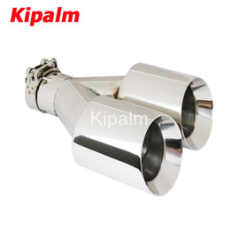 1PC Dual Mirror Polished Stainless Universal Car Twin Exhaust System Pipes Double End Muffler Tips
