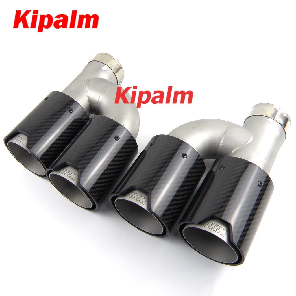 Kipalm h Style Dual Carbon Fiber Sanding Polished Stainless Steel  M performance Exhaust Tips End Pipes Matte Muffler tips fit for Modified BMW