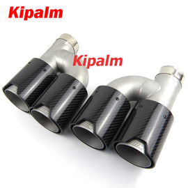 Kipalm h Style Dual Carbon Fiber Sanding Polished Stainless Steel  M performance Exhaust Tips End Pipes Matte Muffler tips fit for Modified BMW