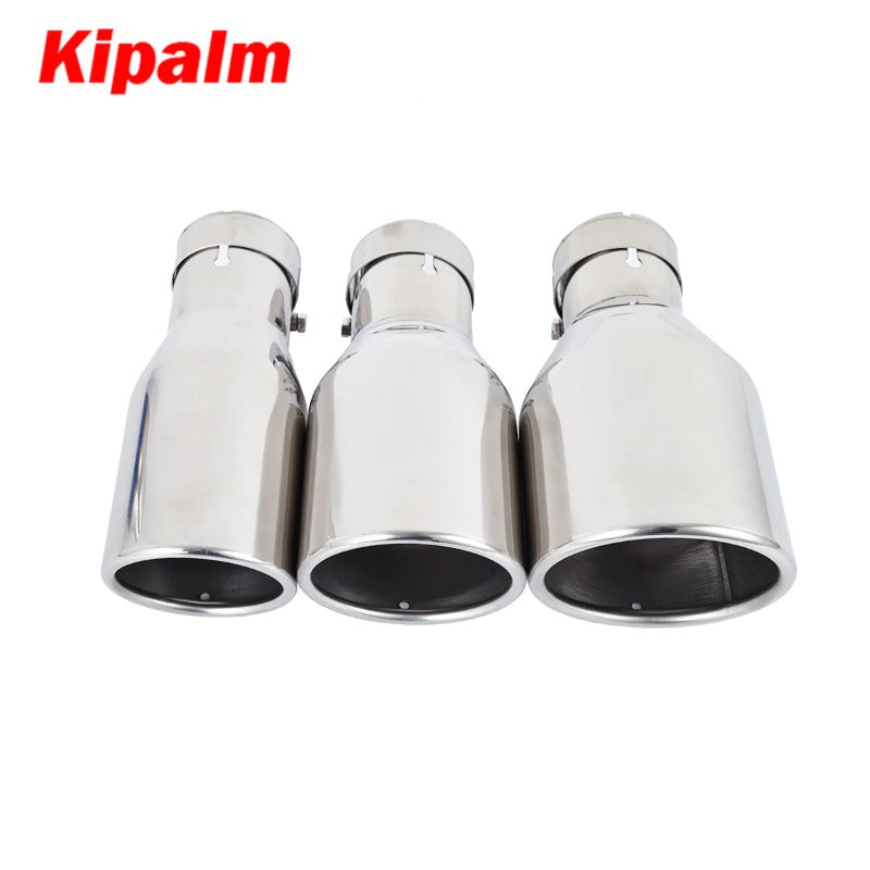 1PC Car Exhaust Pipe Tail Throat Stainless Steel Muffler Tips with Clamp Modification Parts Silver Color
