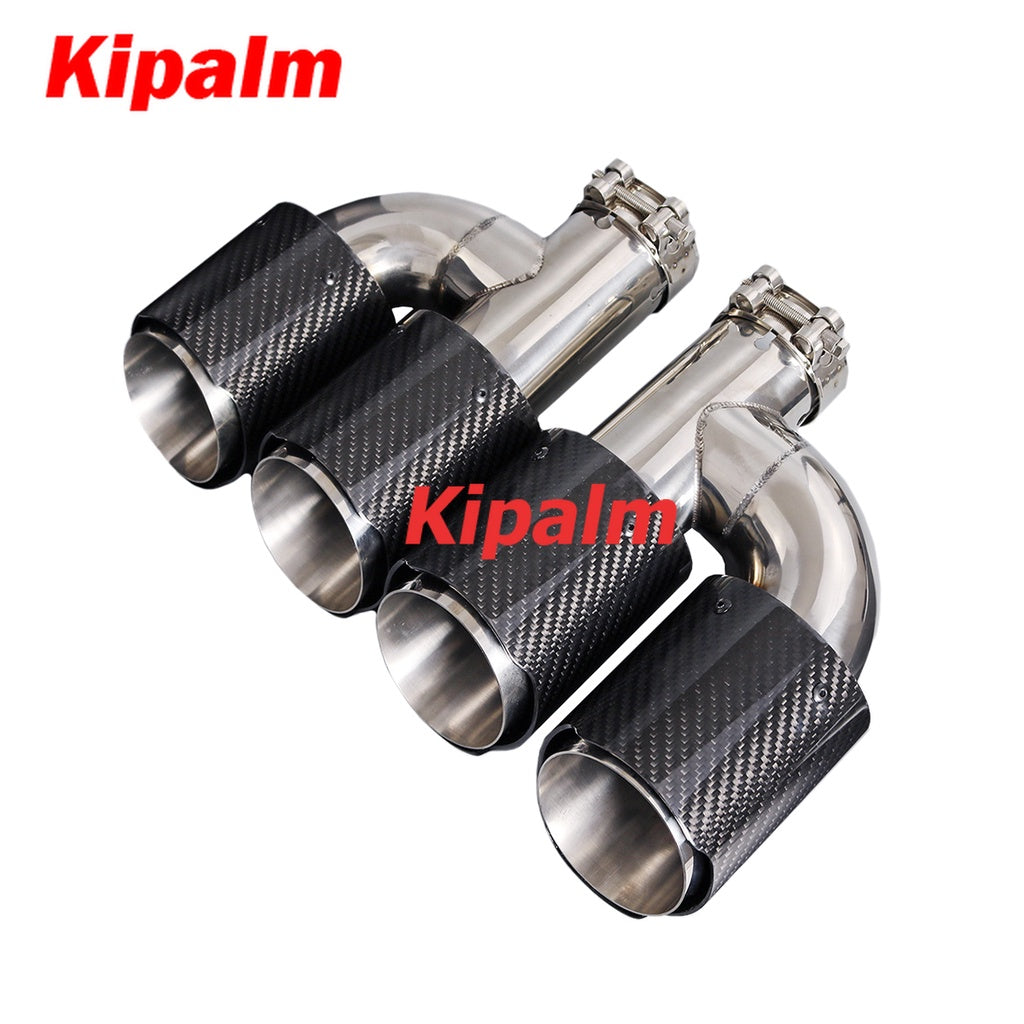 Dual Pipe h Style  Carbon Fiber + Stainless Steel Universal Auto Exhaust Muffler Tips Double End Pipe for BMW BENZ VW Golf