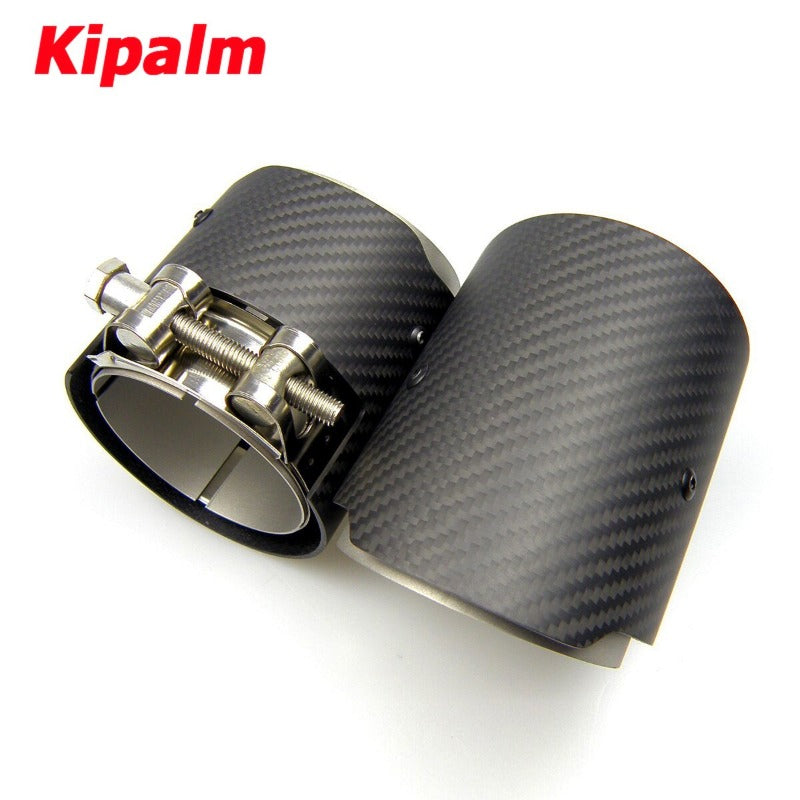 2 Pieces Carbon Fiber Exhaut tips for BMW F87 M2 F80 M3 F82 F83 M4 Universal Tail Pipe Tip AK LOGO