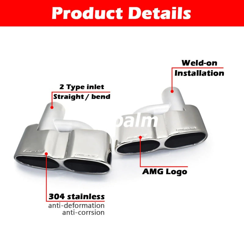 1 Pair 304 Stainless Steel Dual Exhaust Tip Mercedes-benz S Class W221 S350 To Modify S65 h-Style Muffler Pipe