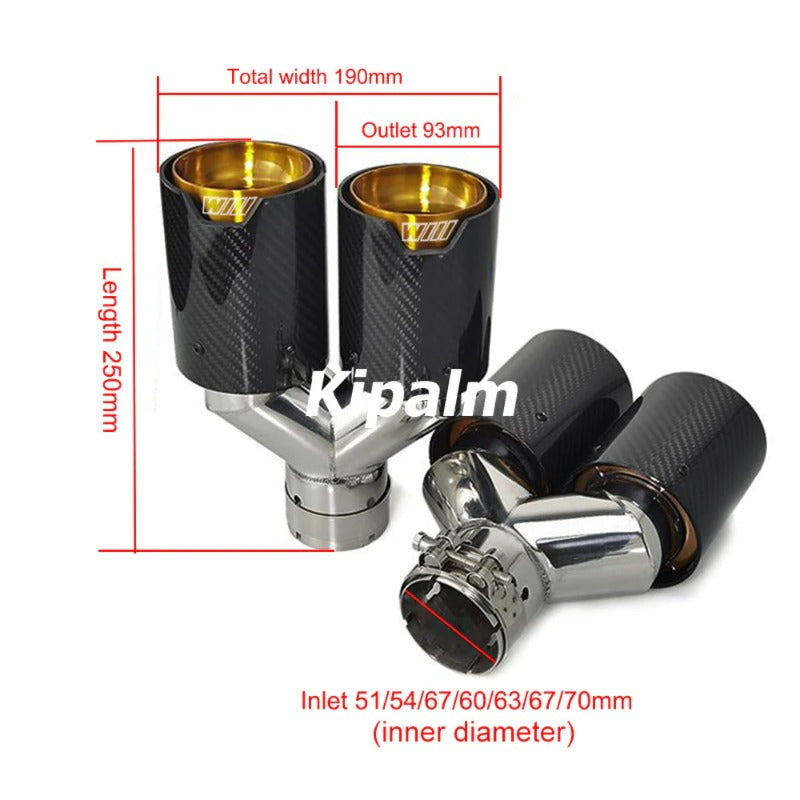 M Performance Y Style Dual Carbon Fiber Gold Stainless Steel Exhaust Pipe End Pipes Muffler Tips for BMW Series