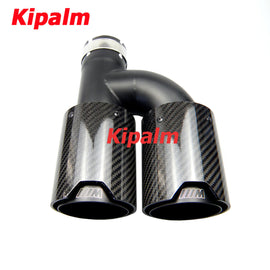 Universal M Performance Style h Shape Dual Carbon Fiber Muffler Tips Black Stainless Steel Exhaust Pipe for BMW