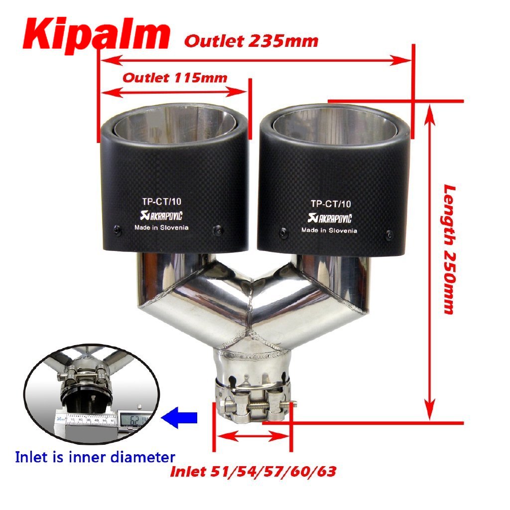 1 PC Exhauts Dual pipe Carbon fiber Stainless steel Burnt Black Oval Exhaust Muffler tips