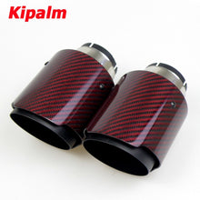 Load image into Gallery viewer, Red Glossy Twill Carbon Fibre Car Exhaust Tip Black Stainless Steel Muffler Tip Tail Pipe For BMW BENZ AUDI Car Accessories