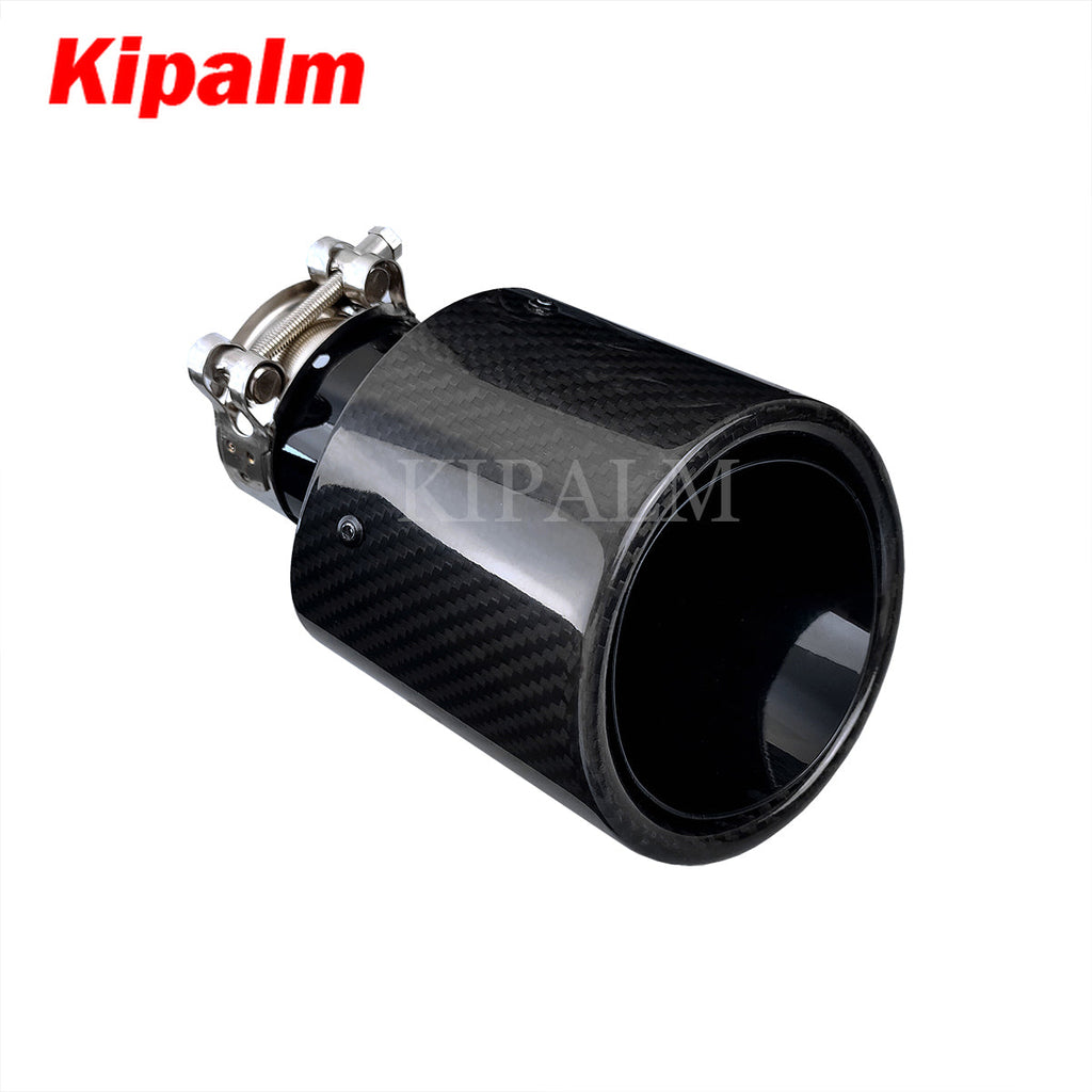 1 PCS Car Universal Oval Remus Sport Glossy Carbon Fiber Exhaust Muffler Tips Glossy Black Inner Pipe for Benz AUDI HYUNDAI