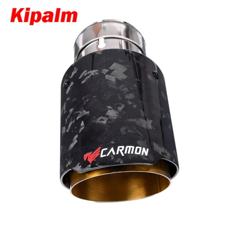 CARMON Forged Carbon Fiber Exhaust Pipe Muffler Tip with Gloden Stainless Steel for Accord BRV HRV CRV Odyssey