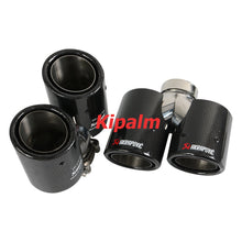 Load image into Gallery viewer, 1PC3.5 inch Universal Curly Edge Dual Outlet Carbon Fiber Exhaust Pipe Akrapovic Tip for BMW AUDI GOLF MAZDA