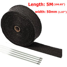 Load image into Gallery viewer, 5M 10M 15M Motorcycle Exhaust Heat Wrap Roll with Stainless Ties Fiberglass Heat Shield Tape